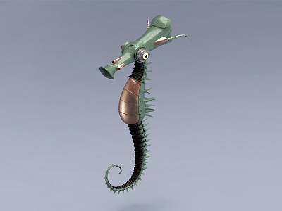 Letter J 36daysoftype 3d alphabet j seahorse steampunk