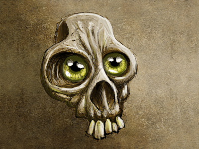 Green eyes skull greeneyes illustration painting skull