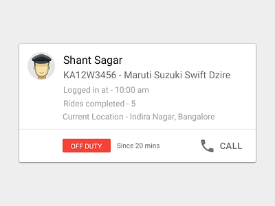 Driver Tracking cabs card ui clean driver tracking material design minimal ui