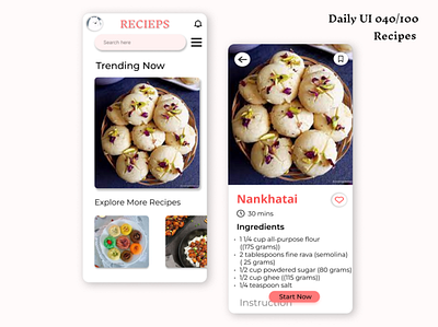 Daily UI 040 /100 Recipes appdesign dailyui dailyuichallenge design designer figma mobiledesign ui ux