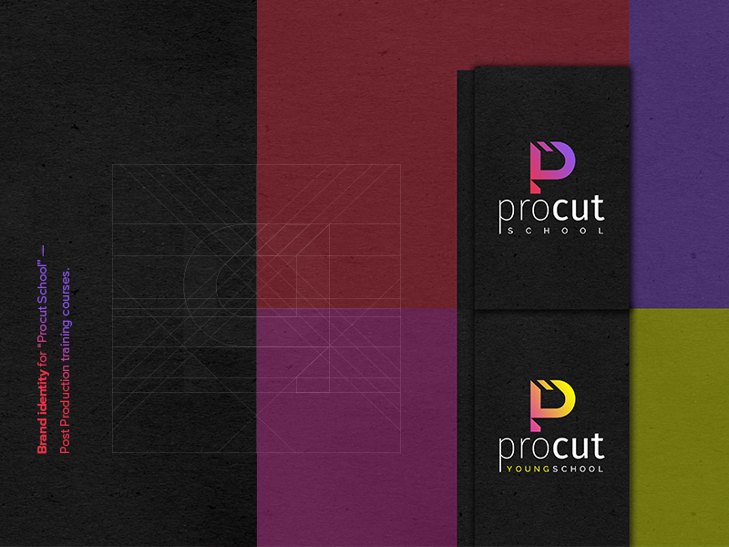 "Procut" Post-Production School logotype dribbble shot vector graphic design identity logo branding