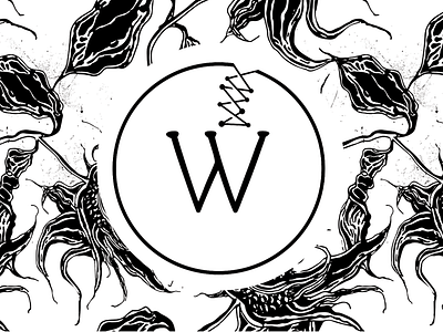 Winklepicker Logo on Sunflower Background black branding distressed flowers logo w