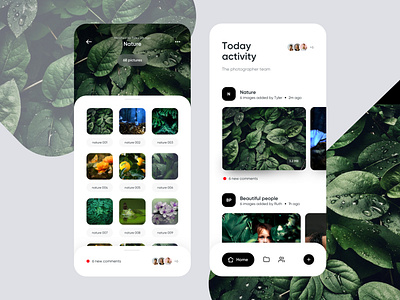 Photographers app activity activity feed bottom bar bottom menu bottom nav folder images ios photo photographer photography photos pictures team