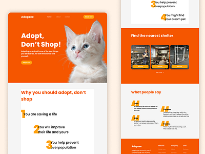 Adopsee - Pet adoption website app branding case study design logo typography ui ux website