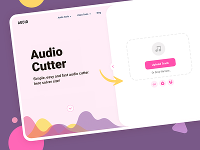 Audio Cutter Concept audio audio cutter branding converter creative cutter design graphic homepage illustration landing page mockup mp3 ui ux vector