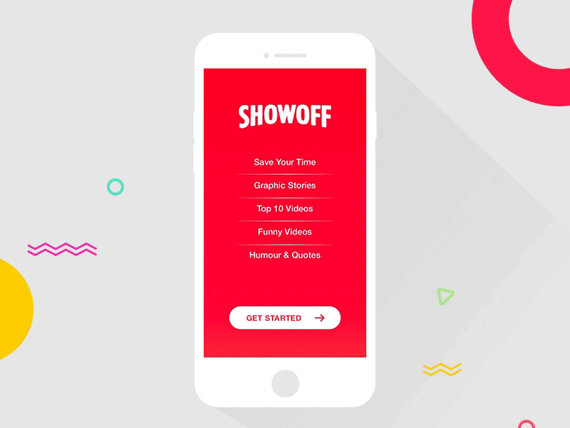 App Prototype - Showoff app screen branding creative creative logo design flat gif gif animation graphic icon illustration interaction mock up typography ui ux