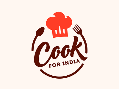 Cook For India - Logo branding creative design flat food graphic illustration logo typography vector