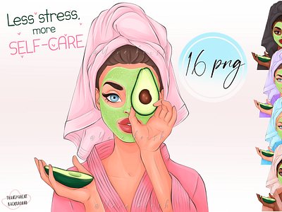 Spa Clipart, Self Care Girly Clipart Png planner clipart