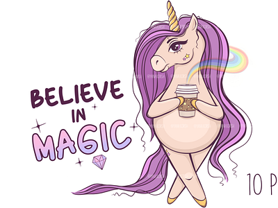 Cute Unicorn with Coffee Planner Clipart planner clipart