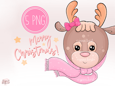 Reindeer Clipart, Merry Christmas Png cute clipart