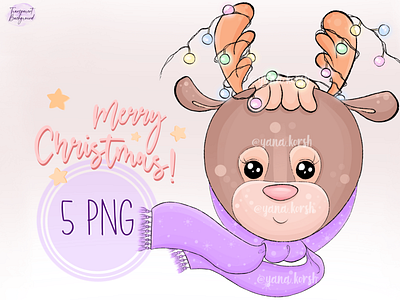 Reindeer Clipart, Christmas Lights Png cute clipart