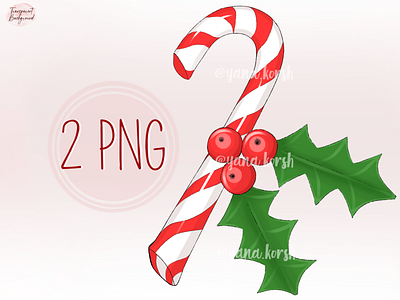 Christmas Mistletoe Png, Candy Cane Png xmas illustration