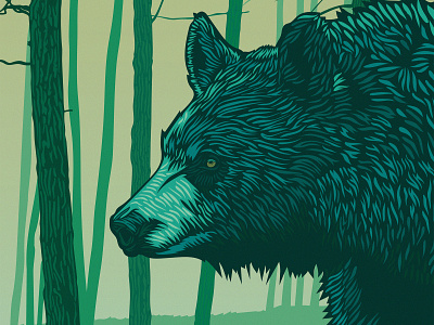 Bear adobe illustrator animal animal illustration bear branding green illustration linocut vector wilderness