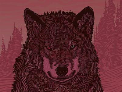 Wild Wolf Illustration adobe illustrator animal animal illustration branding digital illustration illustration linocut wolf woodcut