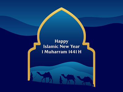 Happy Islamic New Year 1 Muharram 1441 H background celebration greetings illustration islamic muharram poster
