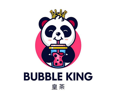 Bubble King Logo Design animal logo bubble tea logo logo logo design logo designer panda logo