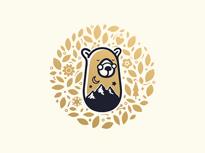 Mother Bear ai bear floral flower glasses gold illustration mama mother mountain vector