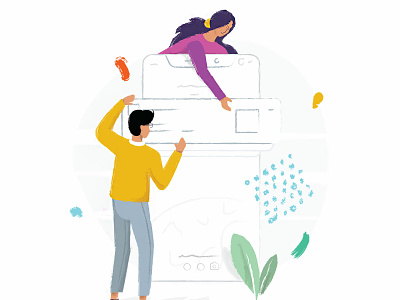 Push color illustration illustrations man mobile notification plant push vector women