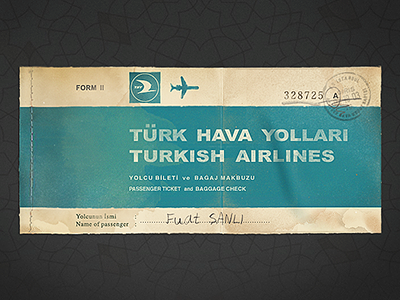 Turkish Airlines Old Passenger Ticket airlines dirty grunge old photoshop retro retro passenger ticket turkish vintage