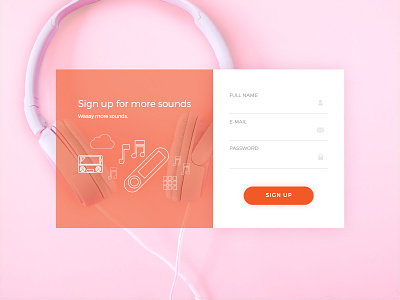 Daily UI Challenge — #001 daily ui challenge form music orange pink sign in sign up sound ui webdesign