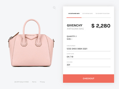 Daily UI Challenge — #002 bags checkout credit card daily ui challenge ecommerce fashion ui webdesign
