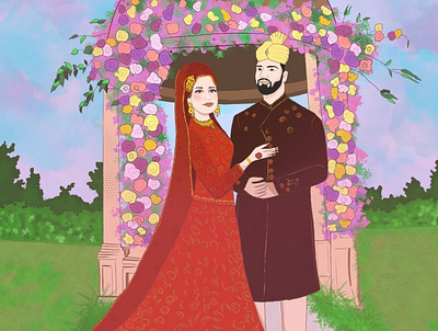 Illustrated Wedding Card digital illustration illustration design illustration work new design new work