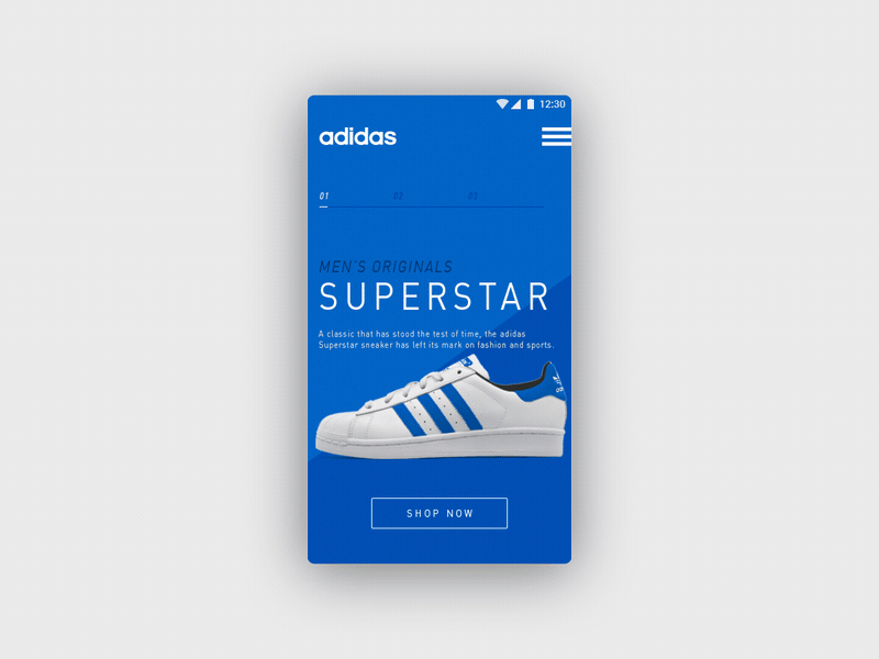 Adi Slider adidas animation app color kicks motion shoes shop slider ui ux web