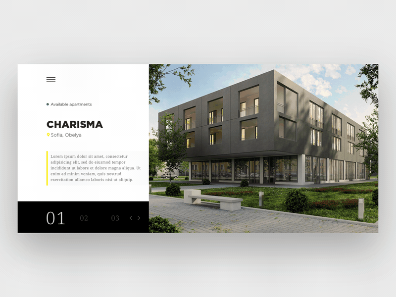 Real Estate Slider animation app architecture estate motion slide slider ui ux web website