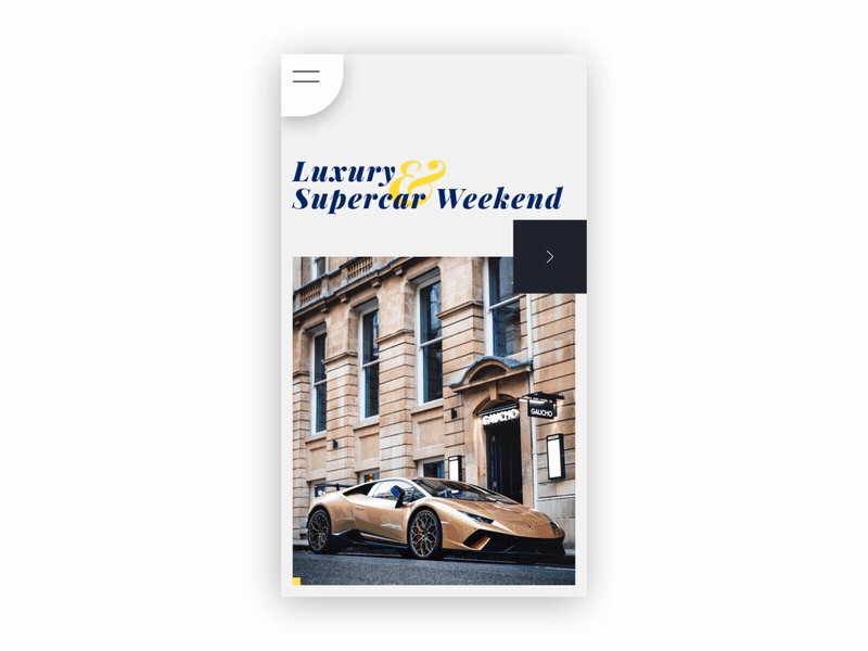 Luxury & Supercar Weekend animation car carousel design luxury motion movement slide ui ux web