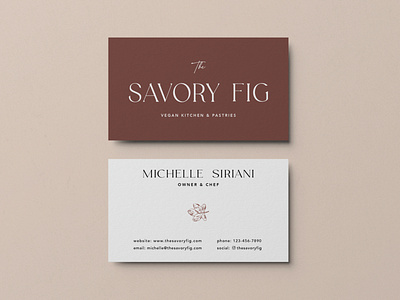 The Savory Fig - Business Card bakery branding business card chef illustration marketing materials pastry print design print designer vegan vegan kitchen