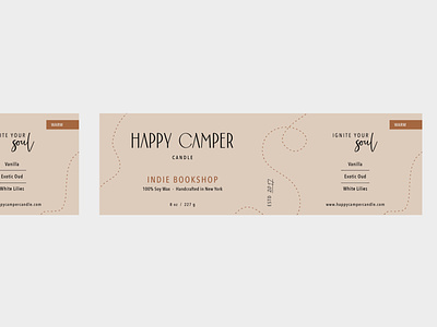 Happy Camper Candle - Label Design branding candle candle label design illustration label label design packaging