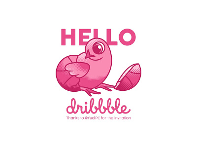 Hello! Dribbble chicks design dribbble effect first shot flat halftone hello illustration logo simple ui vector