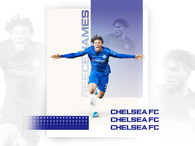 Chelsea Football Poster - Reece James art direction blue chelsea clean design fanmade football football player gradient graphic graphic design illustration player poster sport sport player sport poster typography white