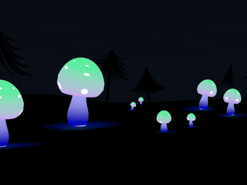 Champipi ! 3d c4d dancing enchanted fluo forest motion motion design mushroom night phosphorus