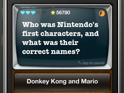 Interface for iPhone Trivia game