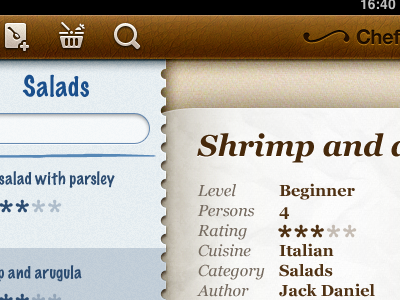 iPad UI for cookbook icons interface ipad softfacade ui