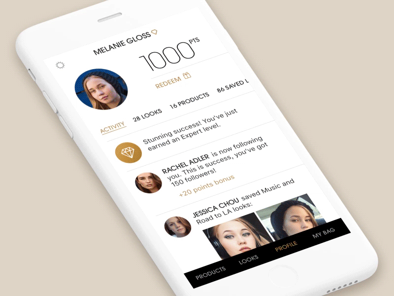 User Profile Interactions animation app fashion interface iphone profile ui ux