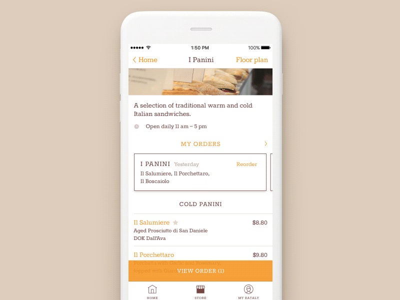 Food Ordering App Concept animation app graph icons interface ios iphone minimal mobile ui ux