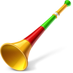 Fußball-vuvuzela-symbol cartoon-vektor fan-trompete-horn-party