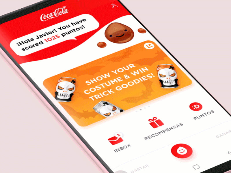Coca-Cola app homescreen animation app icons interface ui ux