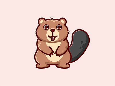 american beaver animal chibi cute design graphic design illustration logo mascot vector