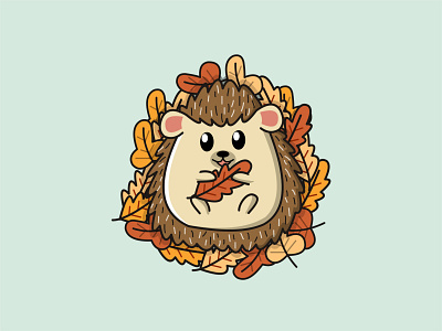 hedgehog animal chivi cute design illustration logo mascot vector