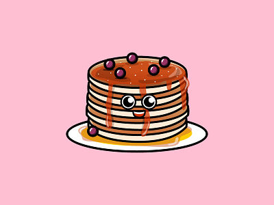 pancake cake chibi cute design illustration logo mascot pancake vector