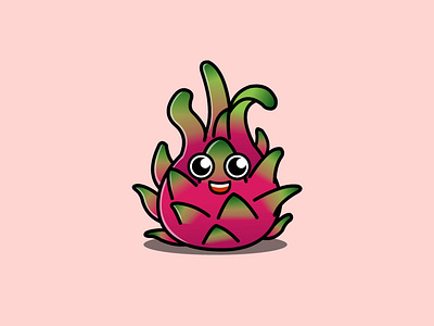 dragon fruit chibi cute design food fragon fruit illustration logo mascot vector