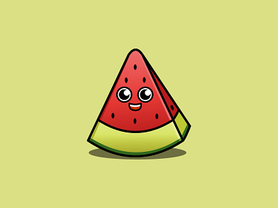 water melon chibi cute design food fruit illustration logo mascot vector watermelon
