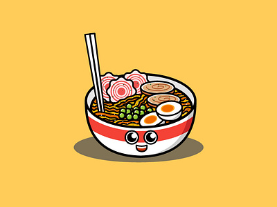 ramen chibi cute food illustration logo mascot ramen