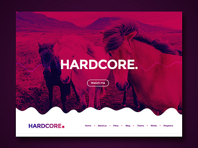 Hardcore website header agency fullscreen header neon pink purple strong website