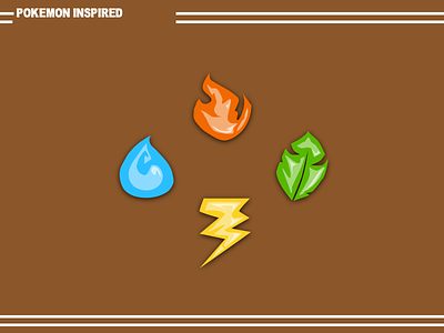 Pokemon Inspired Icons badges fire grass lightning pokemon water