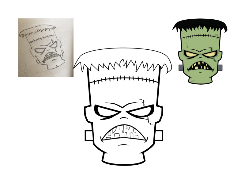 Frankenstein: Process art drawing frankenstein halloween illustration process sketch