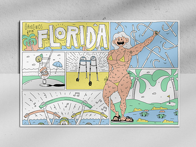 Greetings from Florida absurd beach crocodiles florida funny holidays humour ironic senior sun travel vacation